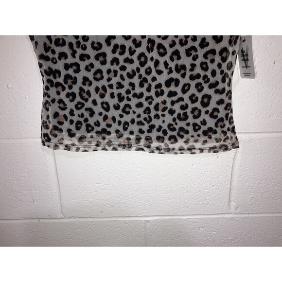 VIBE Animal Print Lace Trimmed Women’s Short Sleeve Top Size L New NWT - Picture 6 of 13